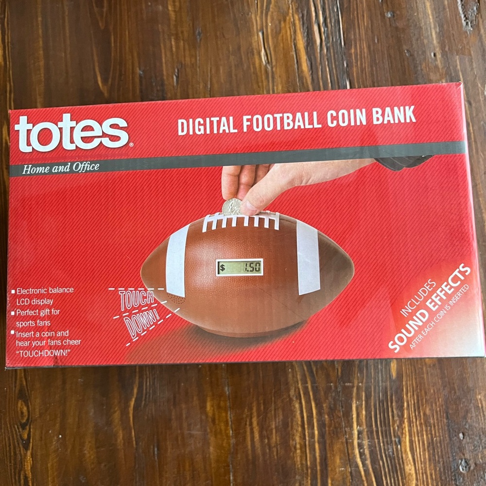 Totes Digital Football Coin Bank - NEW in box